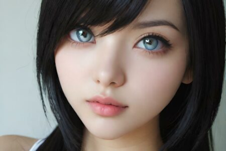 AI girl with black hair wallpaper