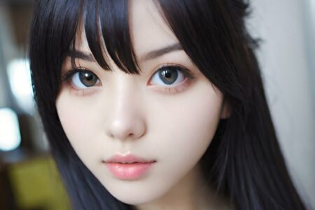 AI girl with black hair wallpaper