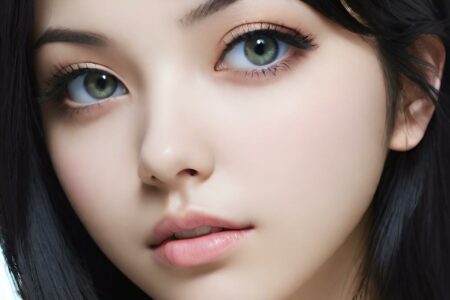 AI girl with black hair wallpaper