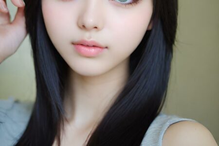AI girl with black hair wallpaper