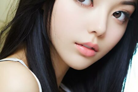 AI girl with black hair wallpaper
