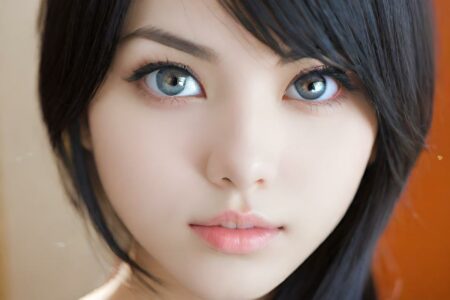 AI girl with black hair wallpaper