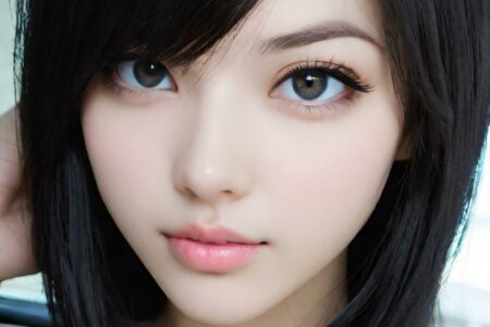 AI girl with black hair wallpaper
