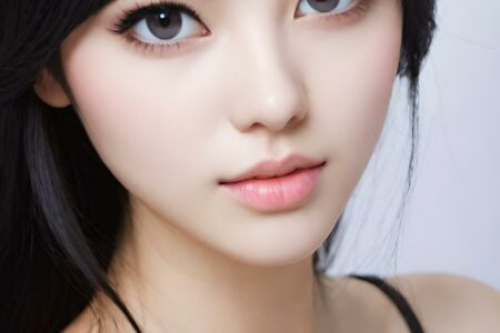 AI girl with black hair wallpaper