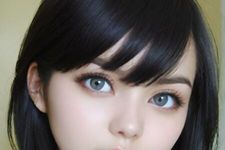 AI girl with black hair wallpaper