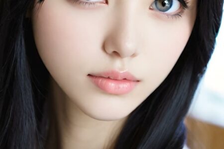 AI girl with black hair wallpaper
