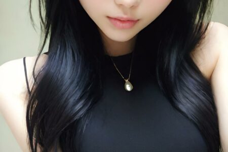 AI girl with black hair wallpaper