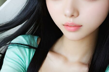 AI girl with black hair wallpaper