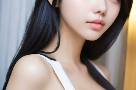 AI girl with black hair wallpaper