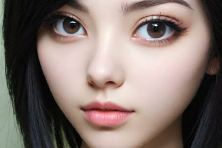 AI girl with black hair wallpaper