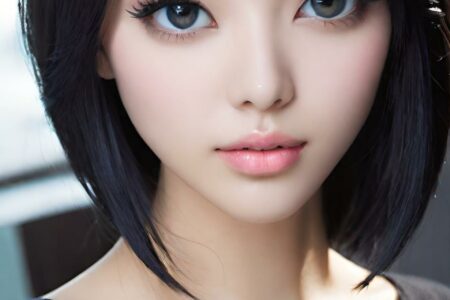 AI girl with black hair wallpaper