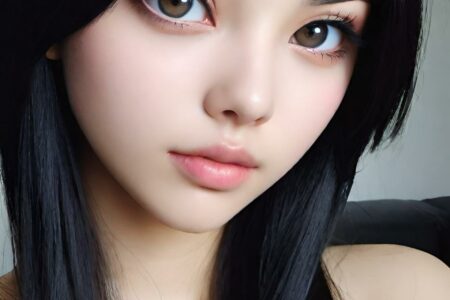 AI girl with black hair wallpaper