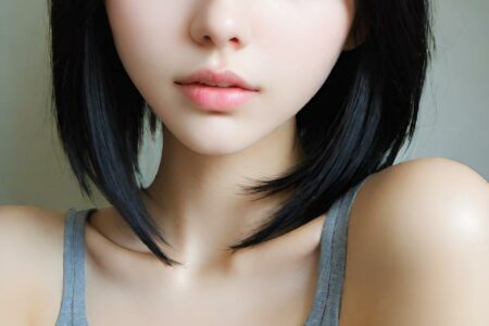 AI girl with black hair wallpaper