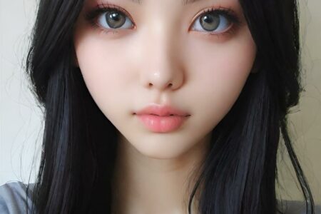 AI girl with black hair wallpaper