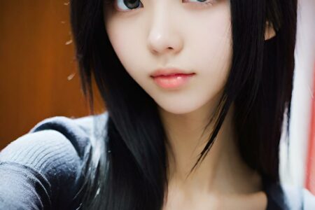 AI girl with black hair wallpaper