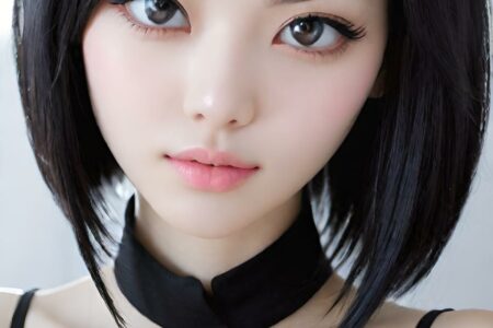 AI girl with black hair wallpaper