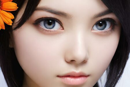 AI girl with black hair wallpaper
