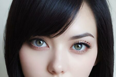 AI girl with black hair wallpaper