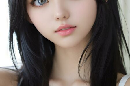 AI girl with black hair wallpaper