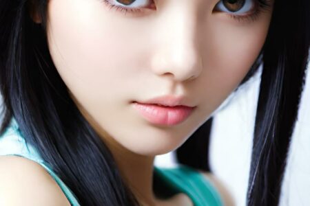 AI girl with black hair wallpaper