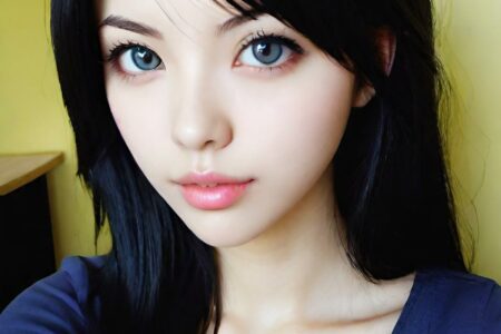 AI girl with black hair wallpaper