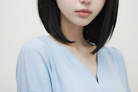 AI girl with black hair wallpaper