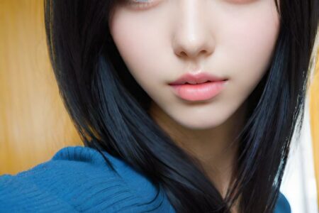 AI girl with black hair wallpaper