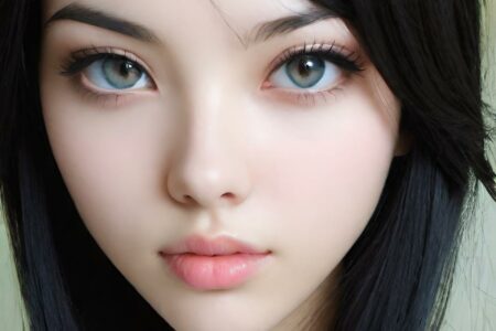AI girl with black hair wallpaper
