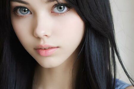 AI girl with black hair wallpaper