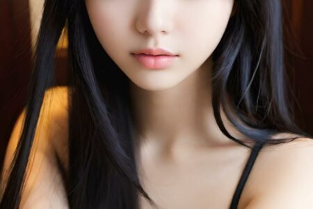 AI girl with black hair wallpaper