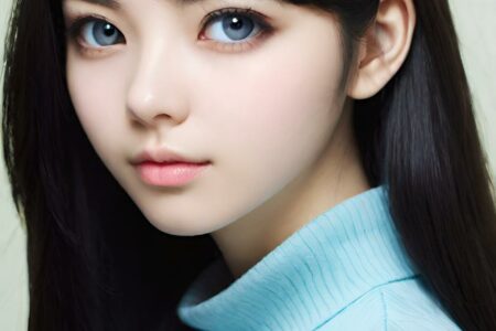 AI girl with black hair wallpaper
