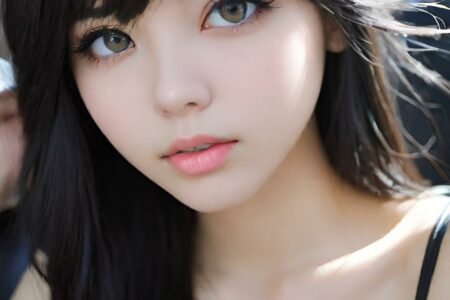 AI girl with black hair wallpaper