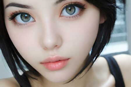 AI girl with black hair wallpaper