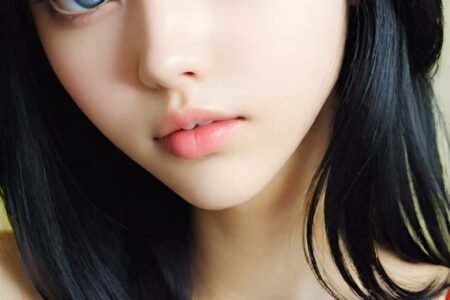 AI girl with black hair wallpaper