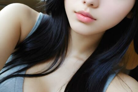 AI girl with black hair wallpaper
