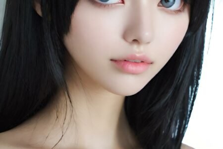 AI girl with black hair wallpaper