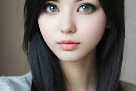 AI girl with black hair wallpaper