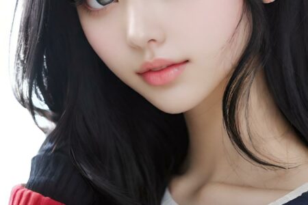 AI girl with black hair wallpaper
