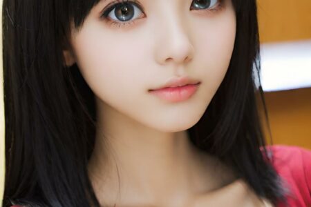 AI girl with black hair wallpaper
