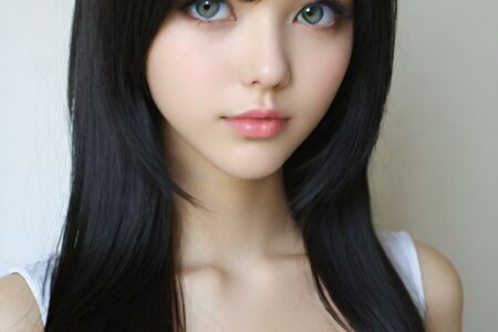 AI girl with black hair wallpaper