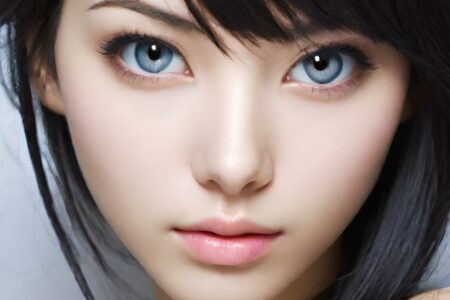 AI girl with black hair wallpaper