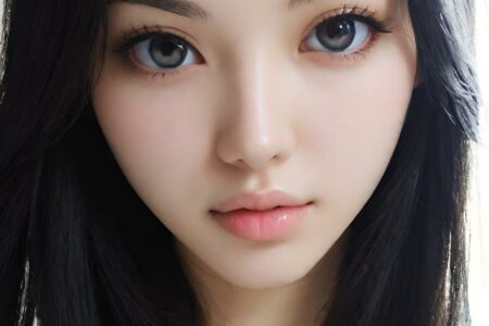 AI girl with black hair wallpaper
