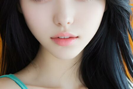 AI girl with black hair wallpaper