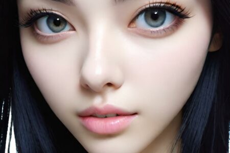 AI girl with black hair wallpaper