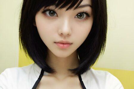 AI girl with black hair wallpaper