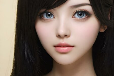 AI girl with black hair wallpaper