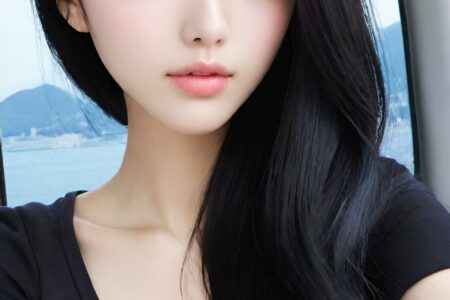 AI girl with black hair wallpaper