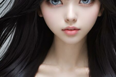 AI girl with black hair wallpaper