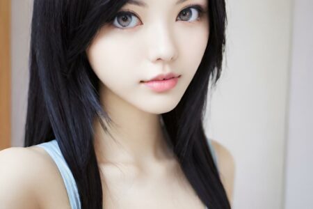 AI girl with black hair wallpaper