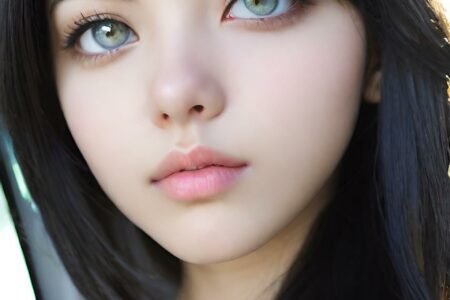 AI girl with black hair wallpaper